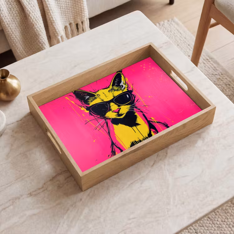 Tray - Cat - Art - Sunglasses - Pink — 2