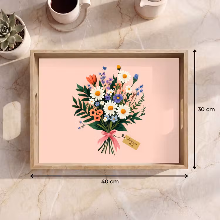 Tray - Daisies - Bouquet - Bow - Pink — 8