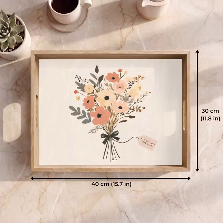 Tray - Flowers - Quote - Beige - Ribbon — 7