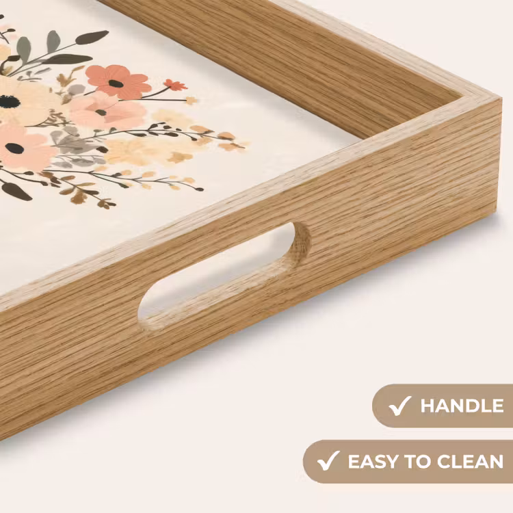Tray - Flowers - Quote - Beige - Ribbon — 9