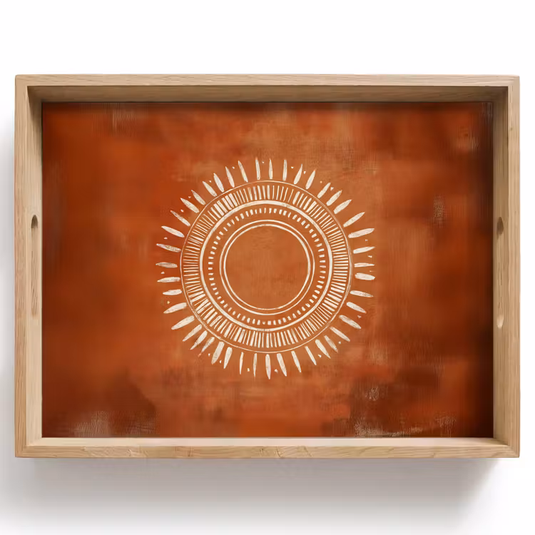 Tray - Abstract - Lines - Sunrays - Reddish brown — 1