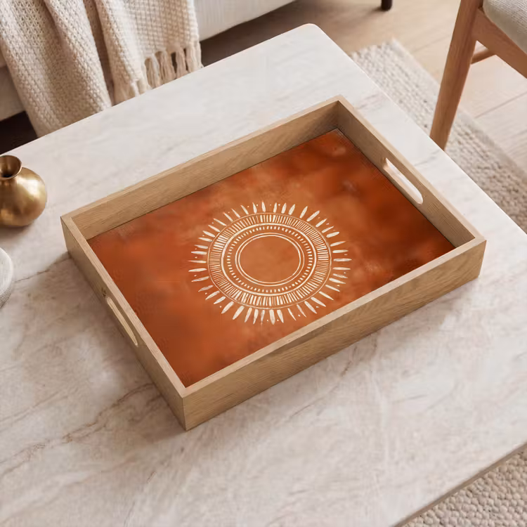 Tray - Abstract - Lines - Sunrays - Reddish brown — 2