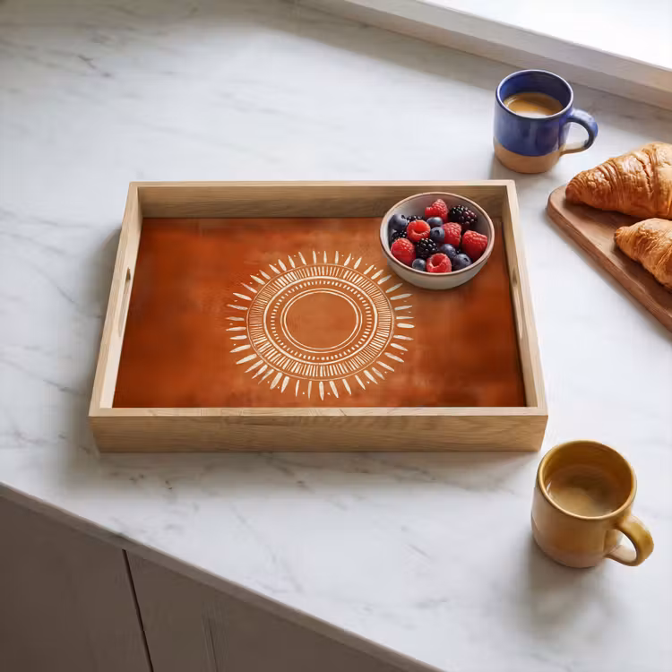 Tray - Abstract - Lines - Sunrays - Reddish brown — 3