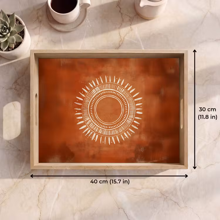 Tray - Abstract - Lines - Sunrays - Reddish brown — 7