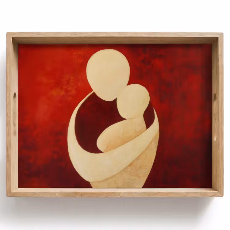 Tray - Abstract - Mother - Child - Red — 1