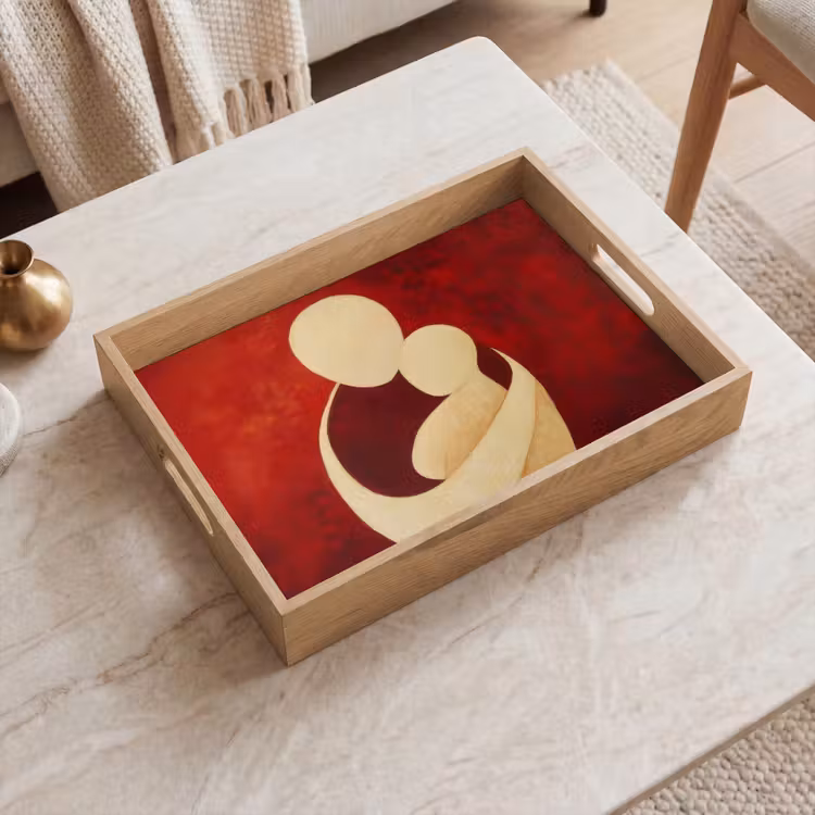 Tray - Abstract - Mother - Child - Red — 2