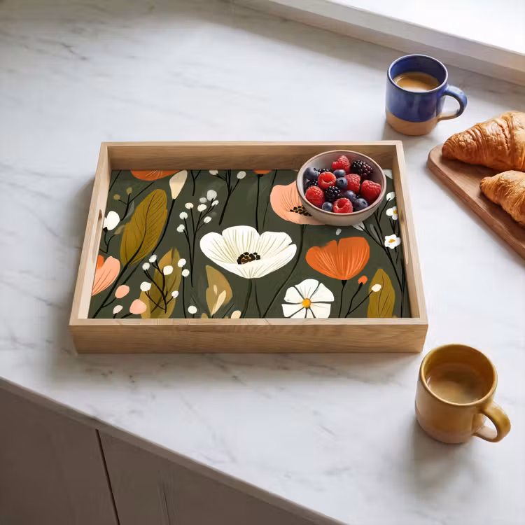 Tray - Flowers - Illustration - Green — 3