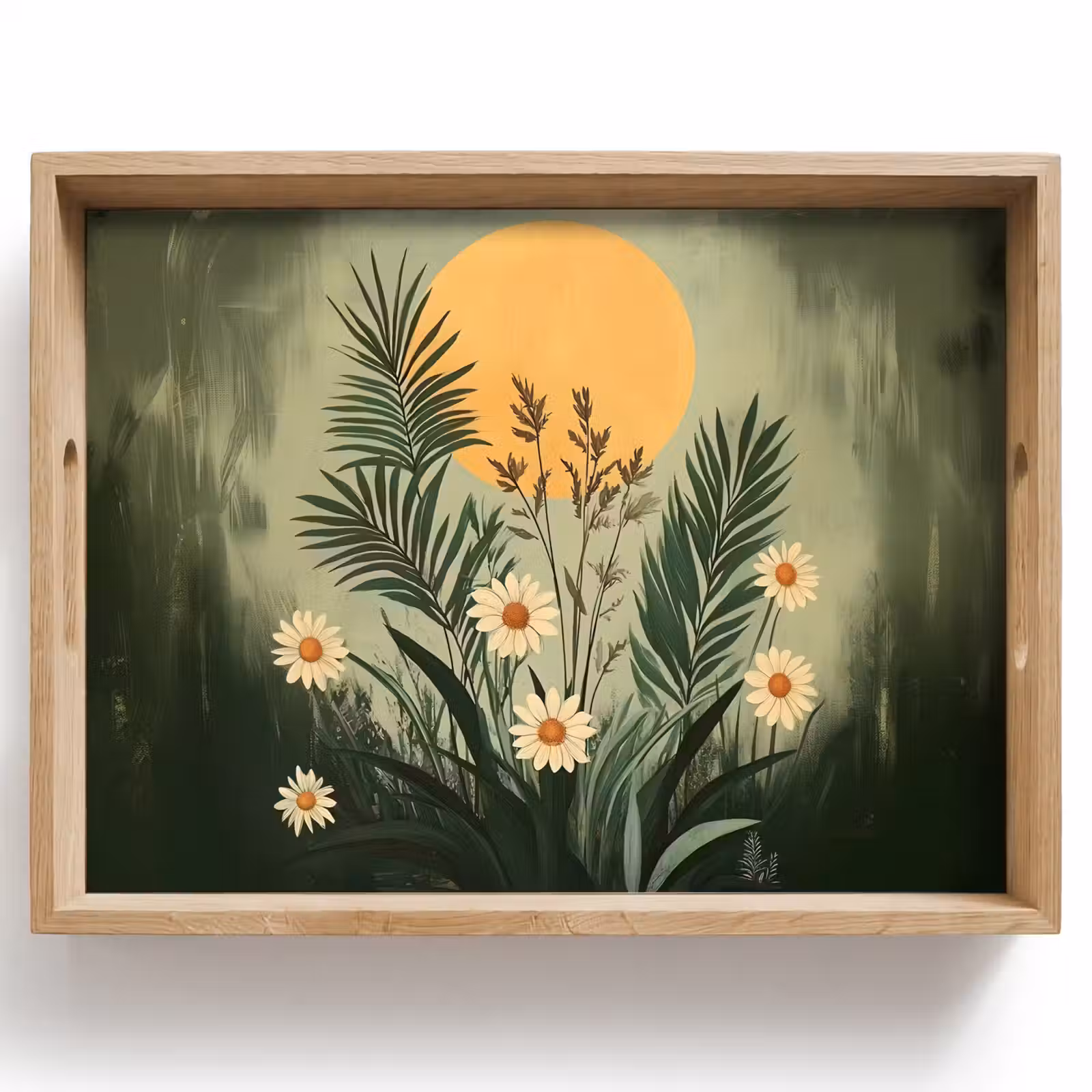 Tray - Flowers - Leaves - Sun - Green — 1