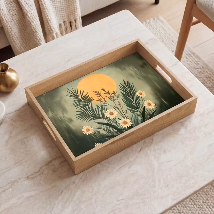 Tray - Flowers - Leaves - Sun - Green — 2