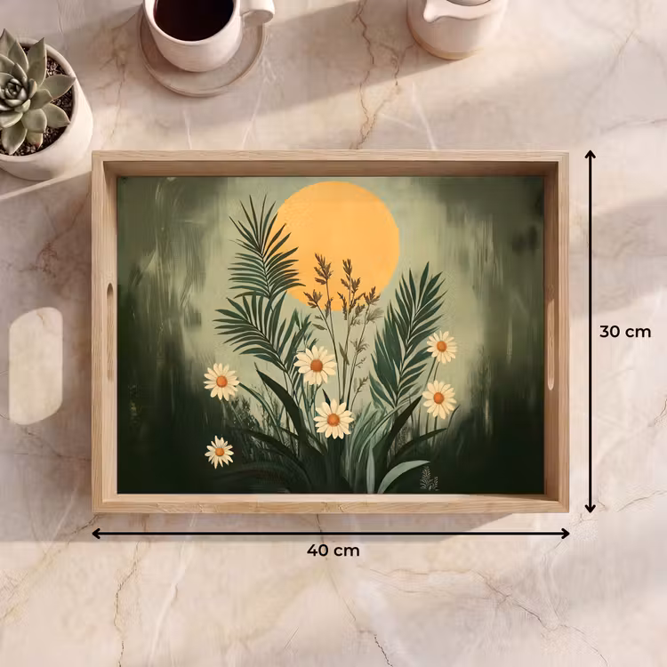 Tray - Flowers - Leaves - Sun - Green — 8