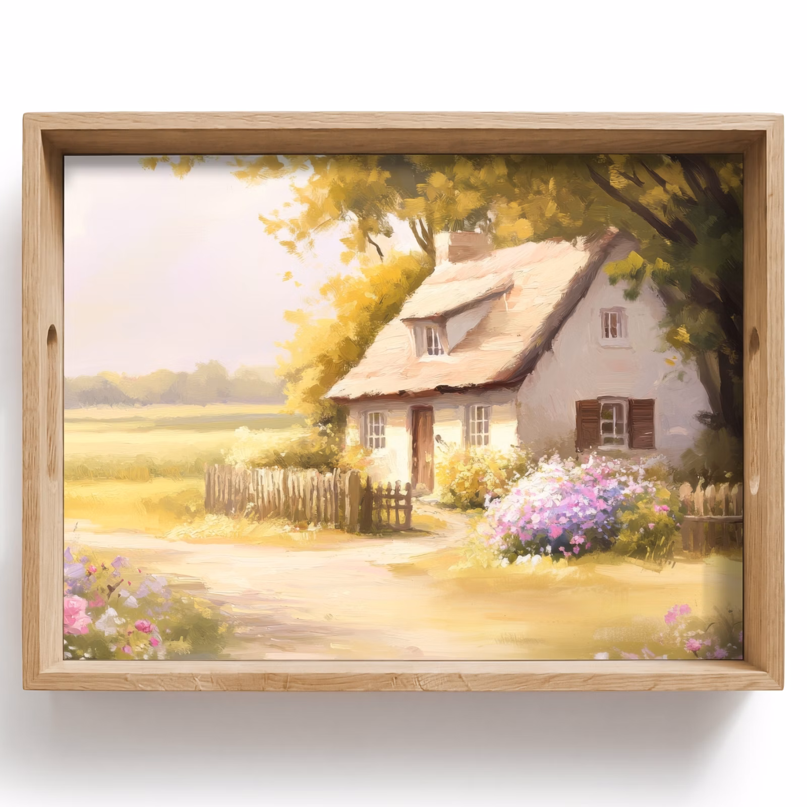 Tray - Cottage - Wood - Flowers — 1
