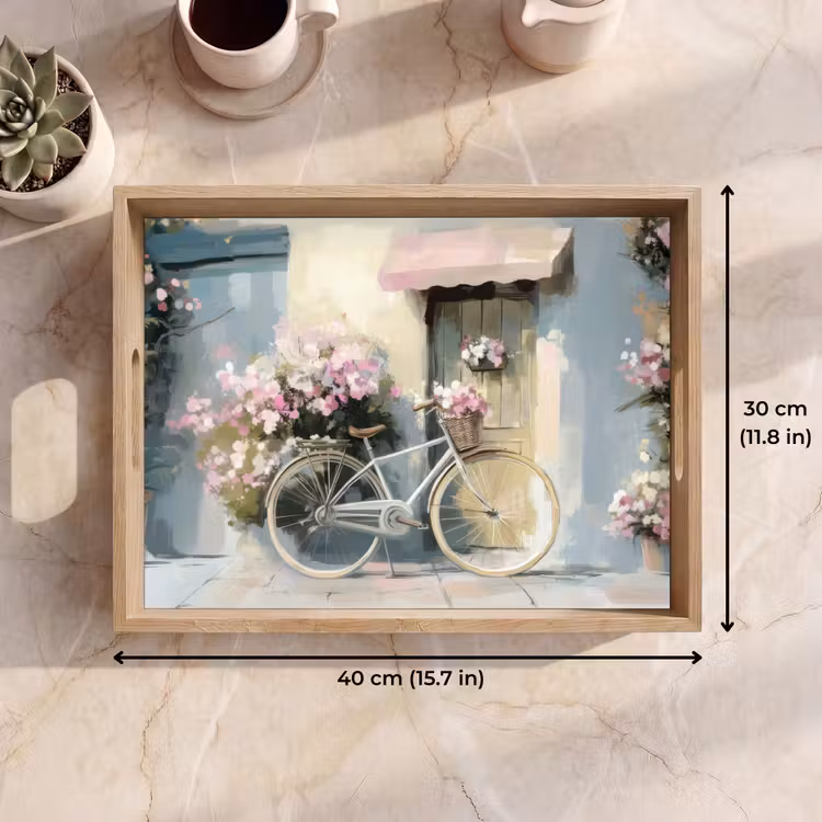 Tray - Bicycle - Pastel colors - Flowers — 7