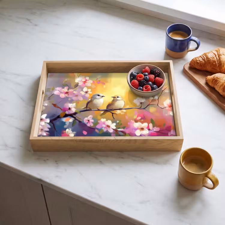 Tray - Birds - Flowers - Pink — 3