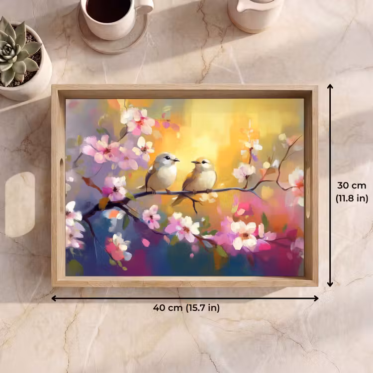 Tray - Birds - Flowers - Pink — 7