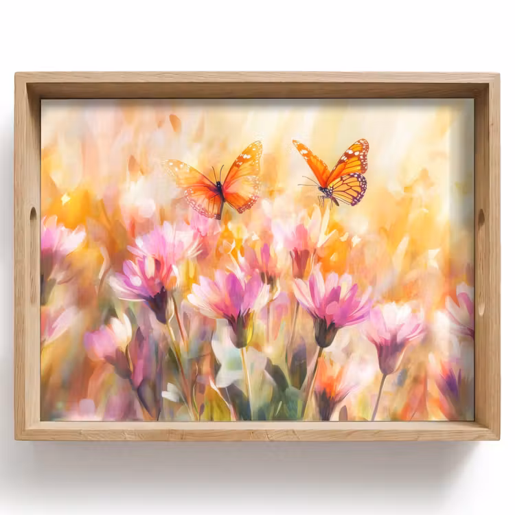 Tray - Butterflies - Orange - Flowers — 1