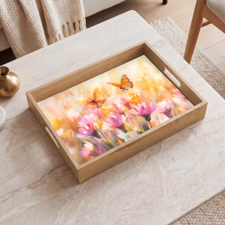 Tray - Butterflies - Orange - Flowers — 2