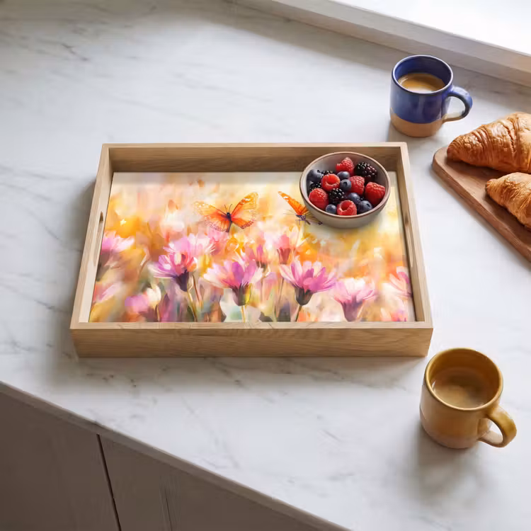 Tray - Butterflies - Orange - Flowers — 3