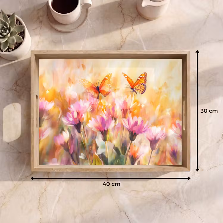Tray - Butterflies - Orange - Flowers — 8