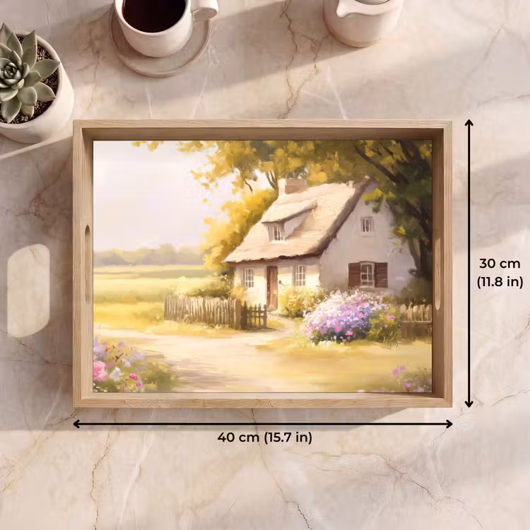 Tray - Cottage - Wood - Flowers — 7