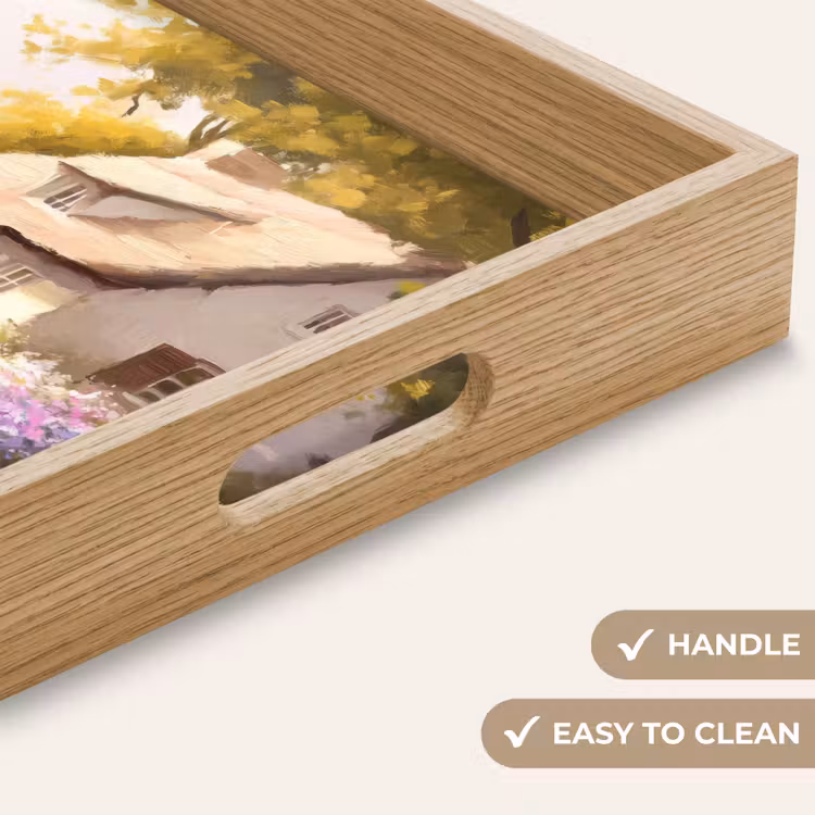 Tray - Cottage - Wood - Flowers — 9