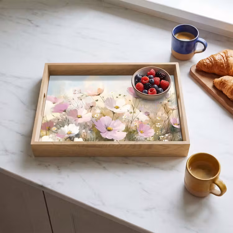 Tray - Field of flowers - Light shades - Painted — 3