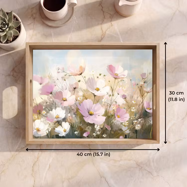 Tray - Field of flowers - Light shades - Painted — 7