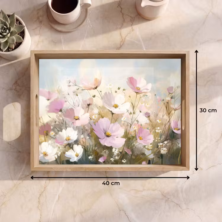 Tray - Field of flowers - Light shades - Painted — 8