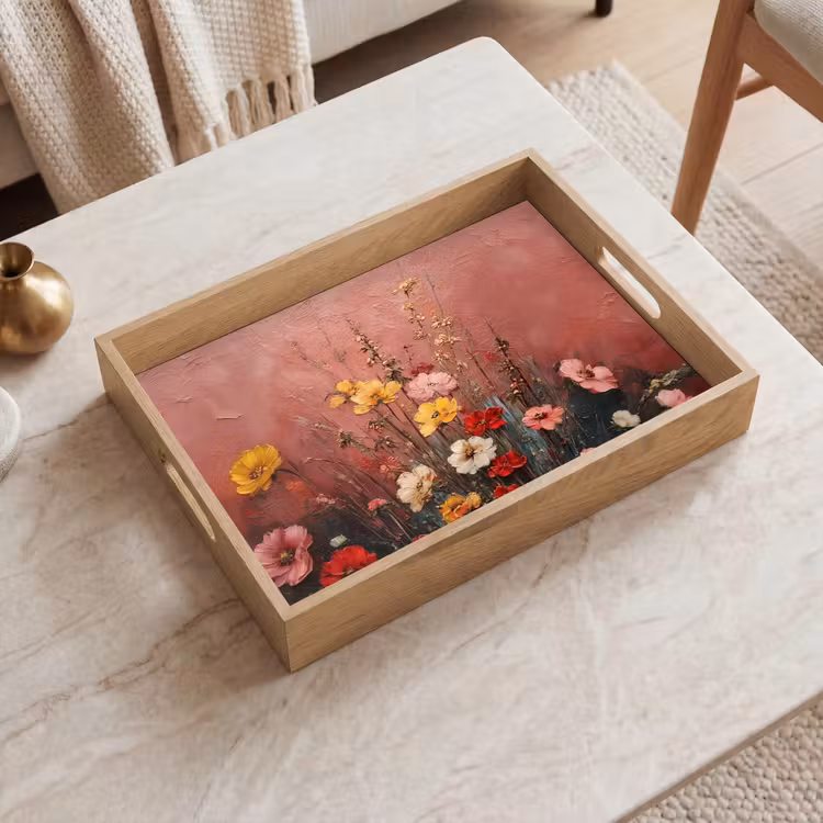Tray - Flower bouquet - Fine details - Pink — 2