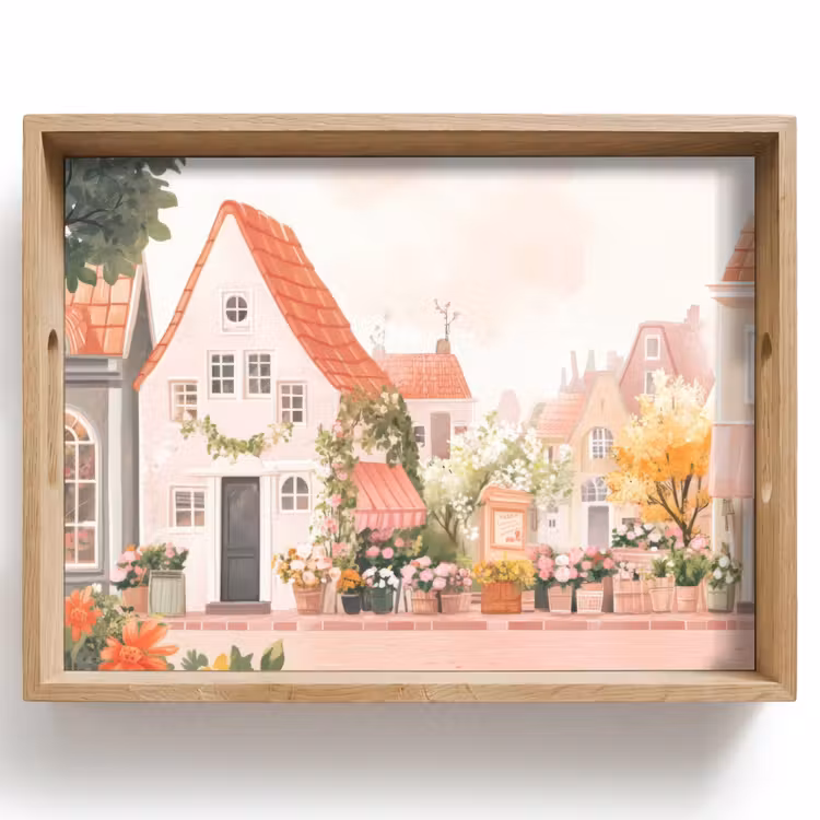 Tray - Flowers - Houses - Village — 1
