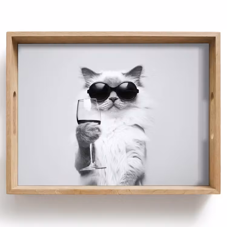 Tray - Cat - Sunglasses - Wine glass - Longhaired — 1