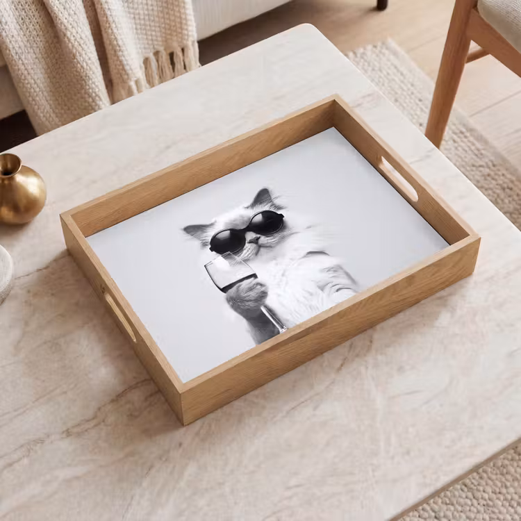 Tray - Cat - Sunglasses - Wine glass - Longhaired — 2