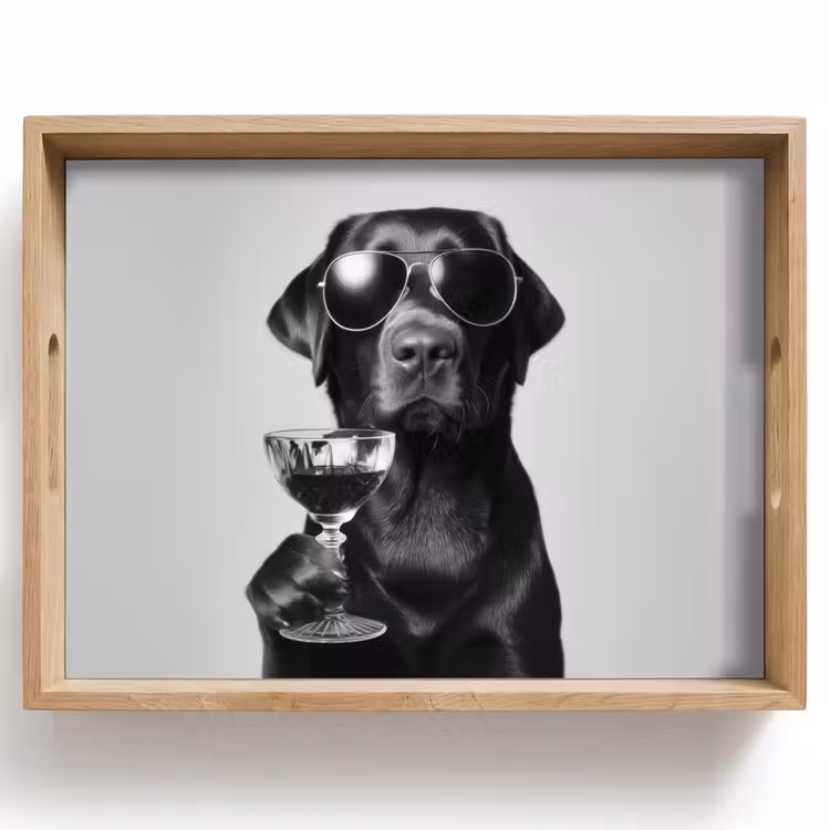 Tray - Dog - Black - Wine glass - Sunglasses — 1