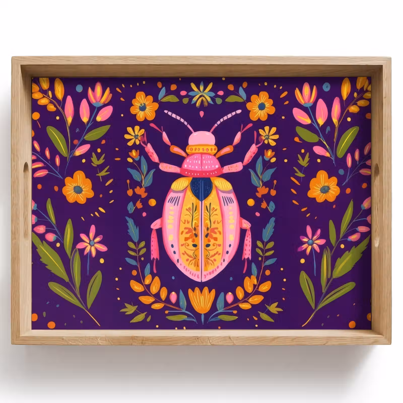 Tray - Beetle - Brightly colored - Flowers - Leaves — 1