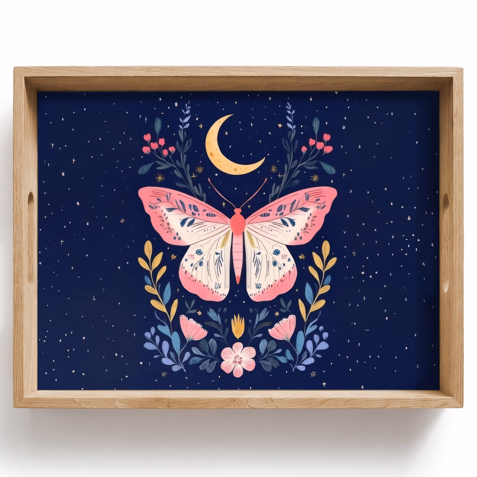 Tray - Butterfly - Moon - Flowers - Starry sky — 1