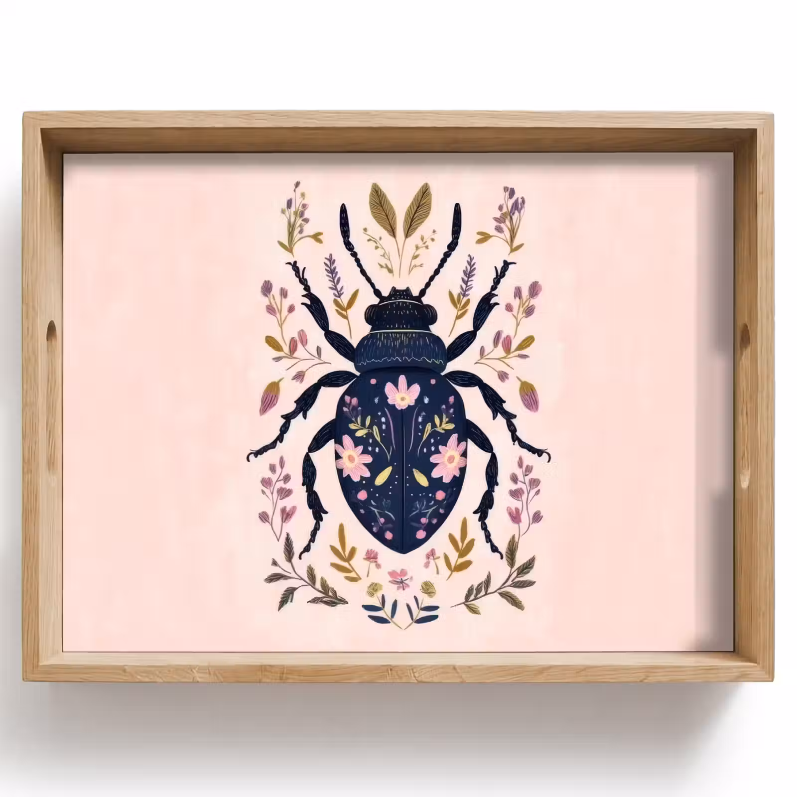 Tray - Dark blue - Beetle - Flower branches - Ornamental — 1
