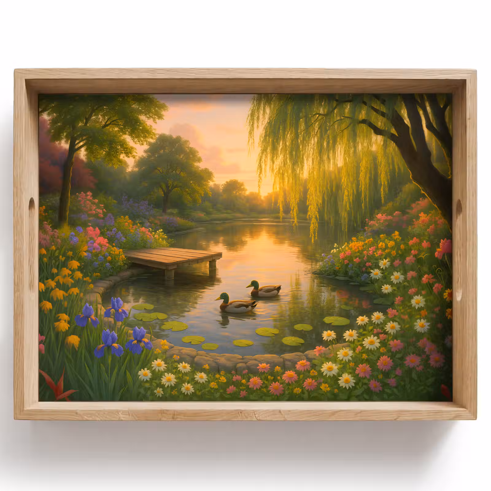 Tray - Ducks - Pond - Flowers — 1