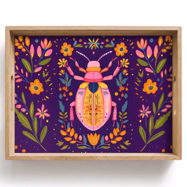 Tray - Beetle - Brightly colored - Flowers - Leaves — 1