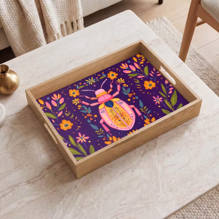 Tray - Beetle - Brightly colored - Flowers - Leaves — 2
