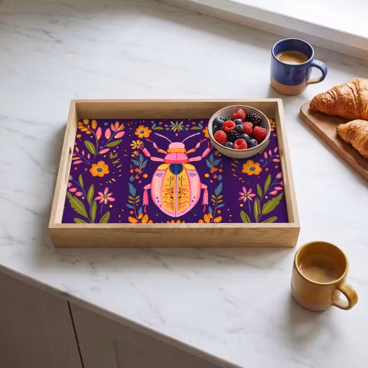 Tray - Beetle - Brightly colored - Flowers - Leaves — 3