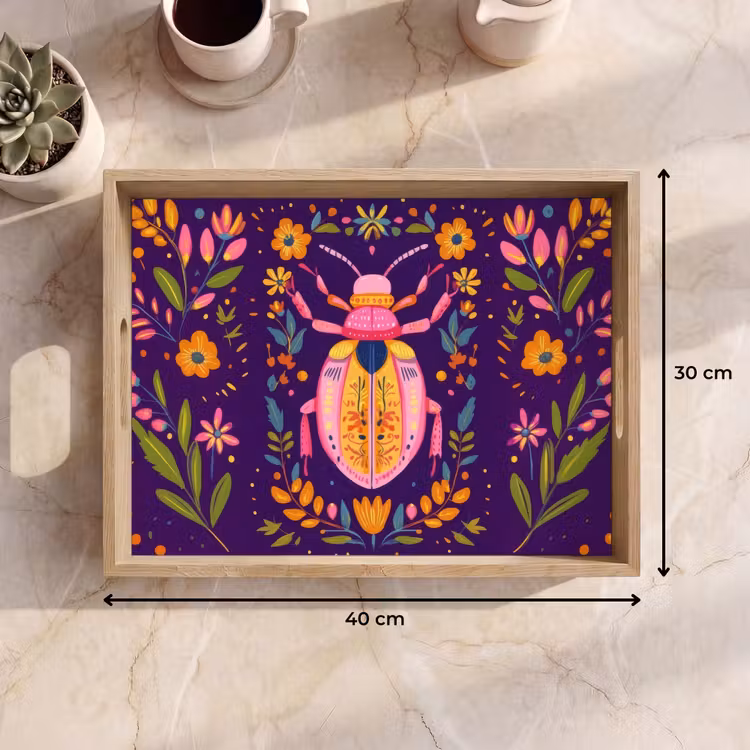 Tray - Beetle - Brightly colored - Flowers - Leaves — 8
