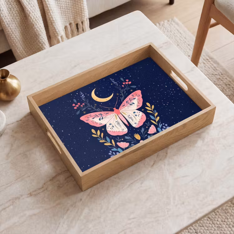 Tray - Butterfly - Moon - Flowers - Starry sky — 2