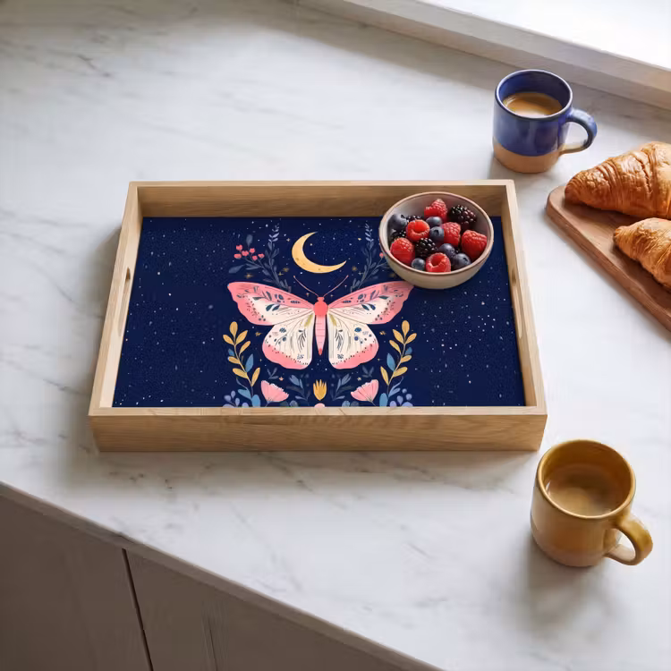 Tray - Butterfly - Moon - Flowers - Starry sky — 3