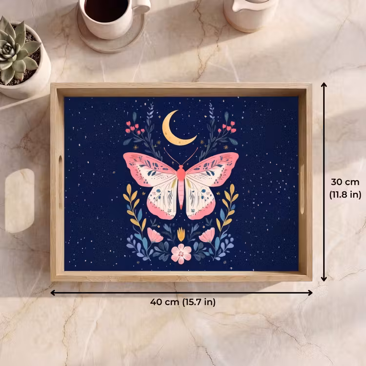 Tray - Butterfly - Moon - Flowers - Starry sky — 7