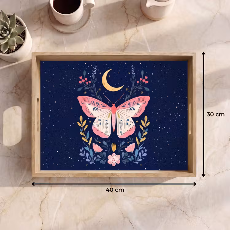 Tray - Butterfly - Moon - Flowers - Starry sky — 8