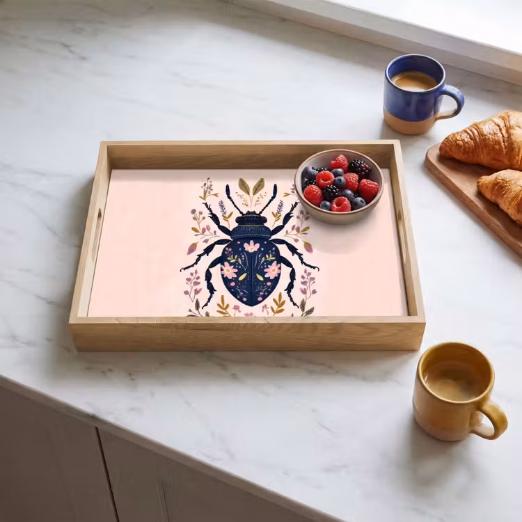 Tray - Dark blue - Beetle - Flower branches - Ornamental — 3