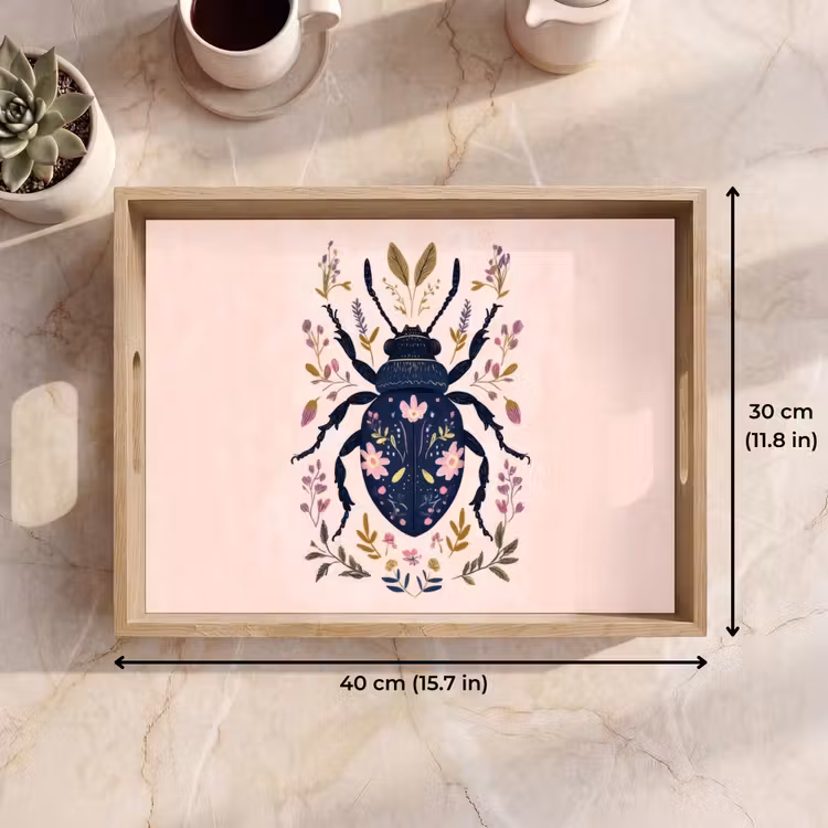 Tray - Dark blue - Beetle - Flower branches - Ornamental — 7