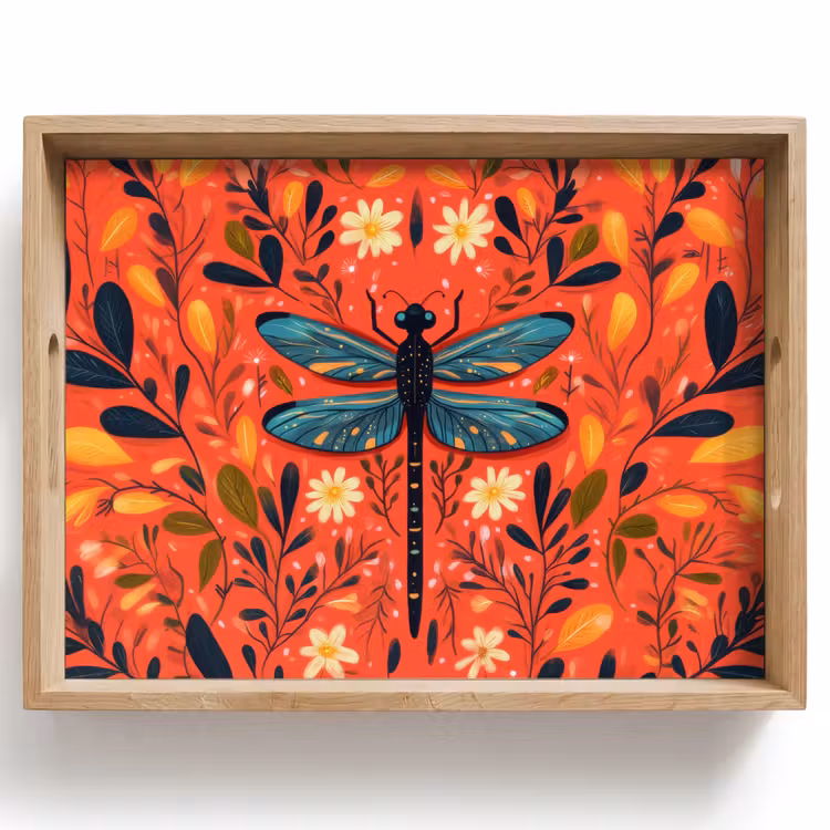 Tray - Dragonfly - Blue - Wings - Leaves — 1