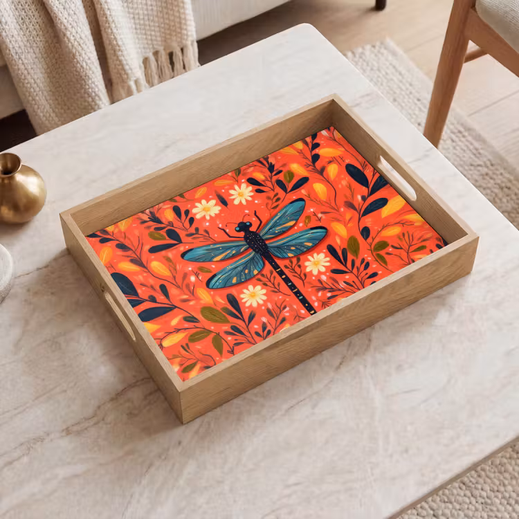 Tray - Dragonfly - Blue - Wings - Leaves — 2
