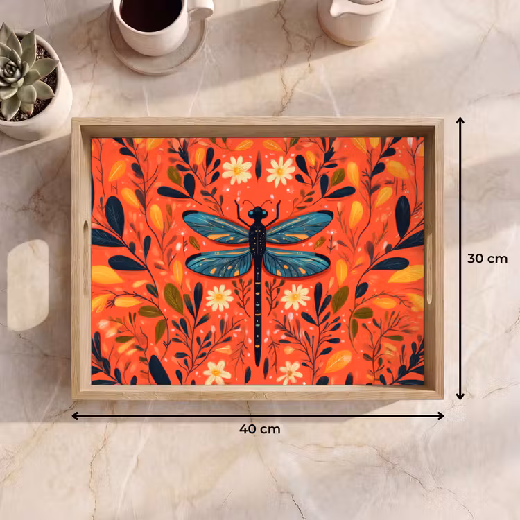 Tray - Dragonfly - Blue - Wings - Leaves — 8