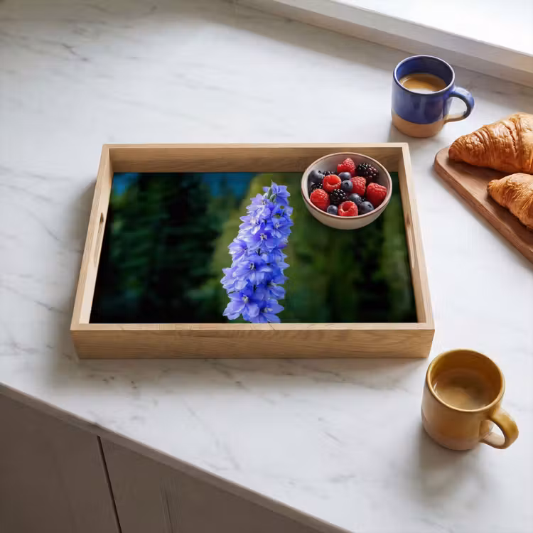 Tray - Flowers - Blue - Pine Tree — 3